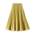 thumbnail image 2 of Satin Skirts for Women Plus Size Hide Belly Pleated Midi Skirt High Waisted Work Casual Dailywear Solid Long Skirt, 2 of 7