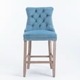 thumbnail image 3 of 2Pcs Velvet Upholstered Barstools with Button Tufted Decoration, Wooden Legs and Chrome Nailhead Trim, Contemporary Leisure Style Bar Chairs, Bar stools, Light Blue, 3 of 10