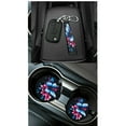 thumbnail image 5 of Jeiento Blue Butterfly Car Seat Cover Protector with Steering Wheel Cover Seatbelt Protector Trash Bin Air Vent Storage Holder Rear View Mirror Protector Cup Holders Keychain for Car Decor, 5 of 7