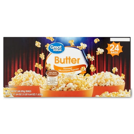 Great Value Butter Microwave Popcorn, 2.4 oz, 24 Count