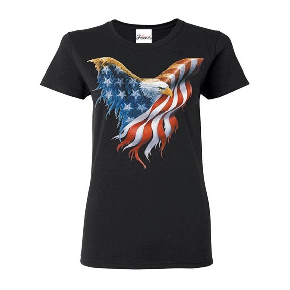 Women's T-Shirt Short Sleeve - American Flag Eagle USA