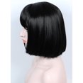 thumbnail image 4 of Peluca corta Linfairy negra con forma de Bob Fluffy para cosplay de Halloween para mujer, 4 of 5
