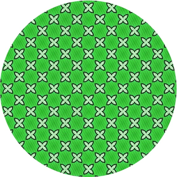 Ahgly Company Indoor Round Patterned Neon Green Area Rugs, 6' Round