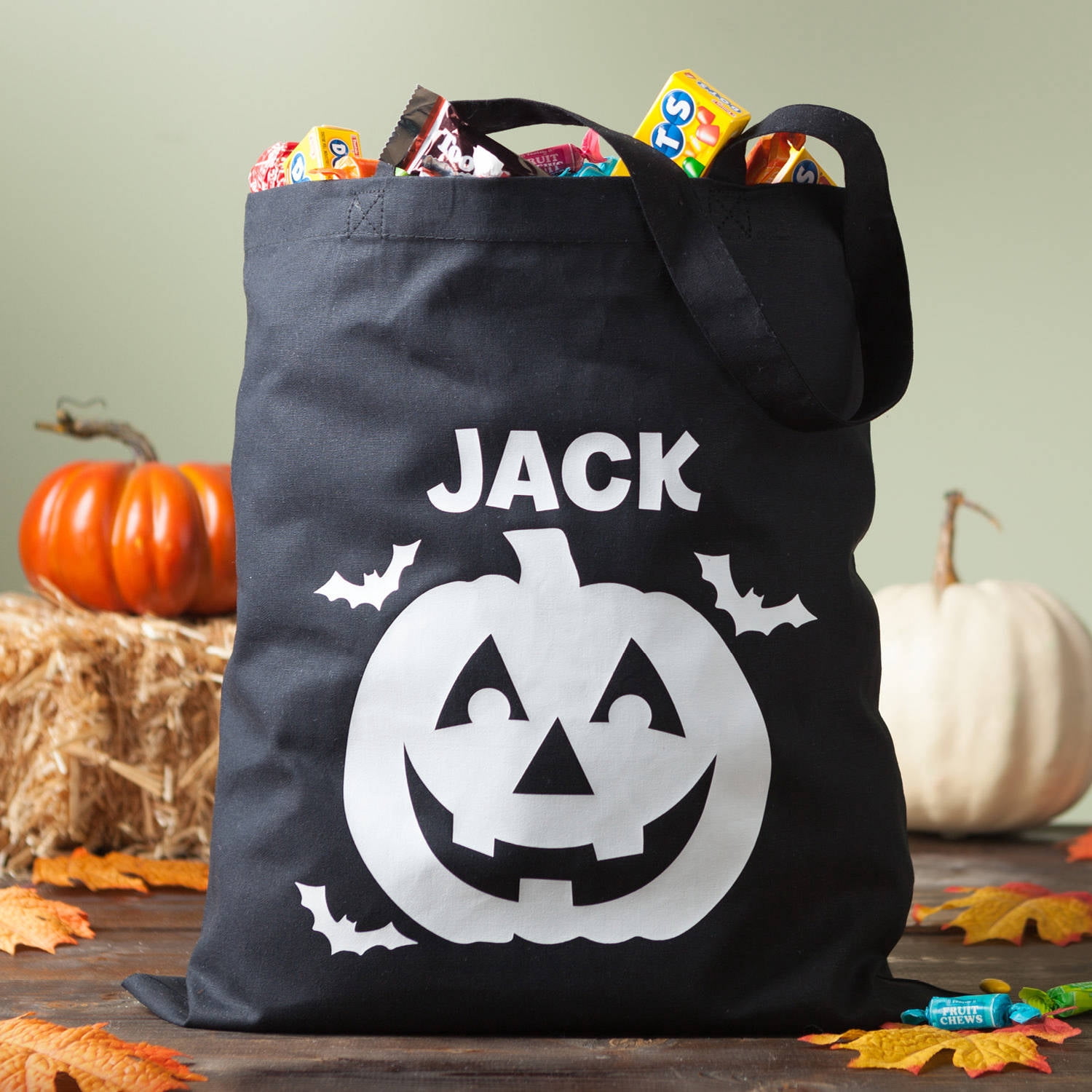 Personalized Glow In the Dark Halloween Treat Bag, 5 Spooky Styles