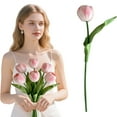 thumbnail image 3 of 10Pcs Artificial Flowers Realistic Tulips Silk Fake Flowers Decoration, No Fade Real Touch Faux Plant Vase Filler DIY Wedding Bouquet Spring Floral Picks for Home Party, Multicolor(Pink,13x2"), 3 of 8