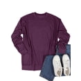 thumbnail image 1 of Women Pockets Crew Neck Long Sleeve Solid Color Pullover Shirt, 1 of 2