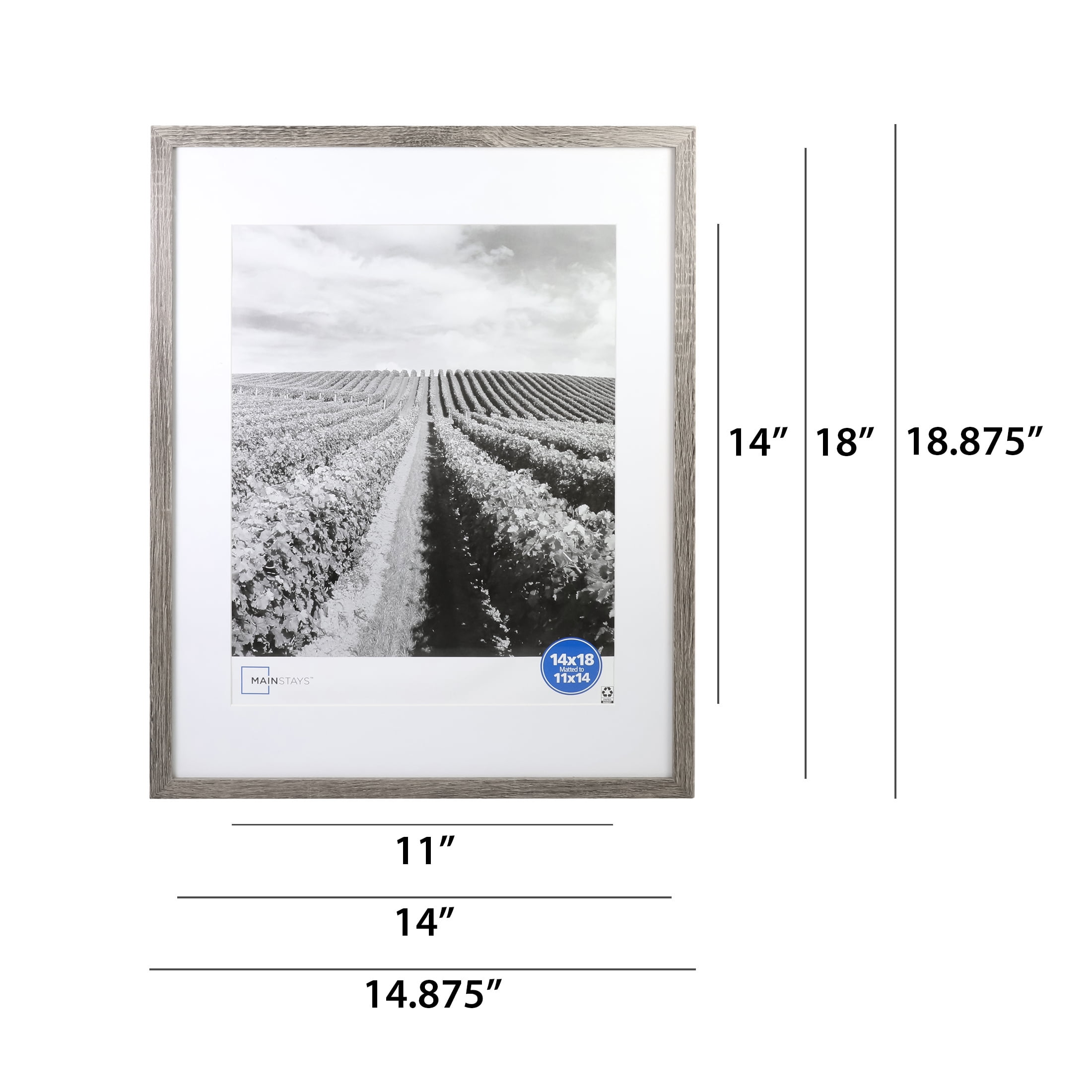 Mainstays – 11x14 Picture Frame – Rustic Gray Matted Gallery Linear Program Wall Photo Frame