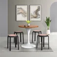 thumbnail image 3 of LeisureMod Tresse Stackable Dining Stool – Mid-Century Modern Round Backless Wicker-Top Seat Indoor Outdoor Use for Kitchen, Patio, Garden Set of 2, 3 of 10