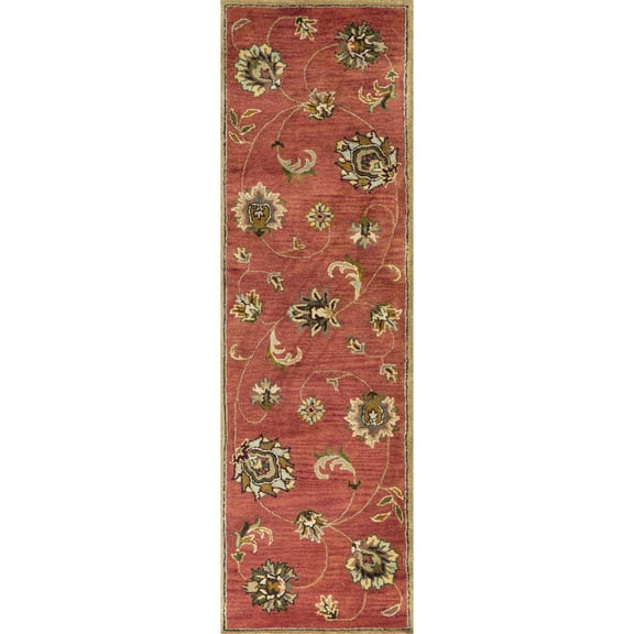 2' x 7' Sienna Floral Vines Wool Runner Rug