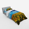 thumbnail image 3 of Ambesonne Floral Bedding Set 4 Pcs, Sunflower Garden Nature, Queen, Yellow and Blue, 3 of 3