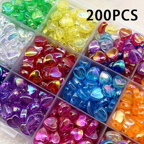 200/300/400pcs Acrylic Transparent AB Color Love Beads, Suitable For DIY Jewelry Making, Necklace Bracelet Earrings Key Chain Jewelry Craft Accessories