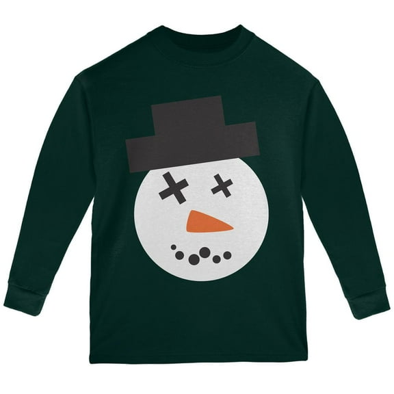 Snowman Face Ugly Christmas Sweater Forest Youth Long Sleeve T-Shirt - Youth Large