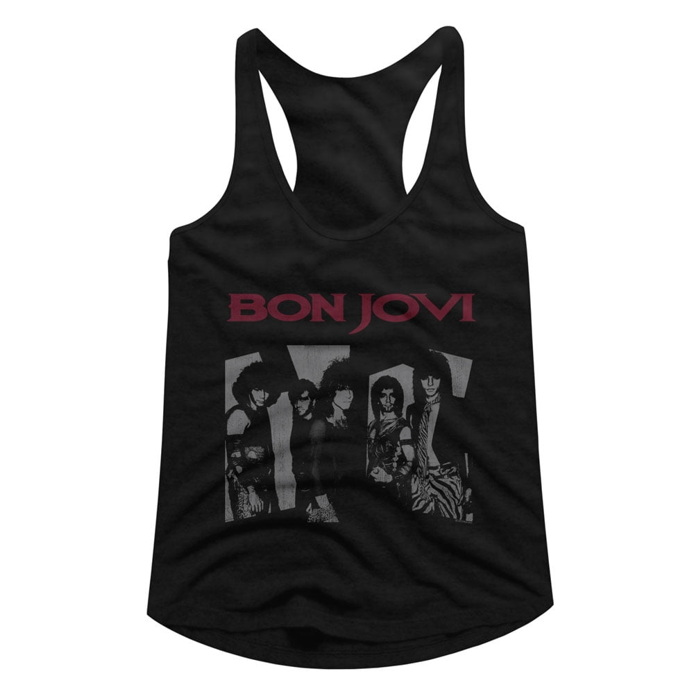 Bon Jovi Retro Jovi Black Junior Women's Racerback Tank Top TShirt