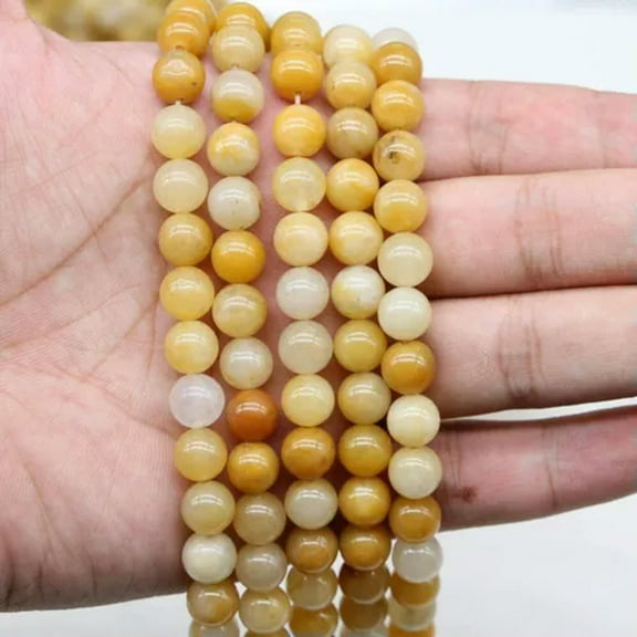 HOOUN Natural Stone Yellow Jaspers Loose Spacer Beads For Jewelry Making Findings Bulk-Yellow Jasper Stone Beads-6mm x 62pcs 1strand/lot