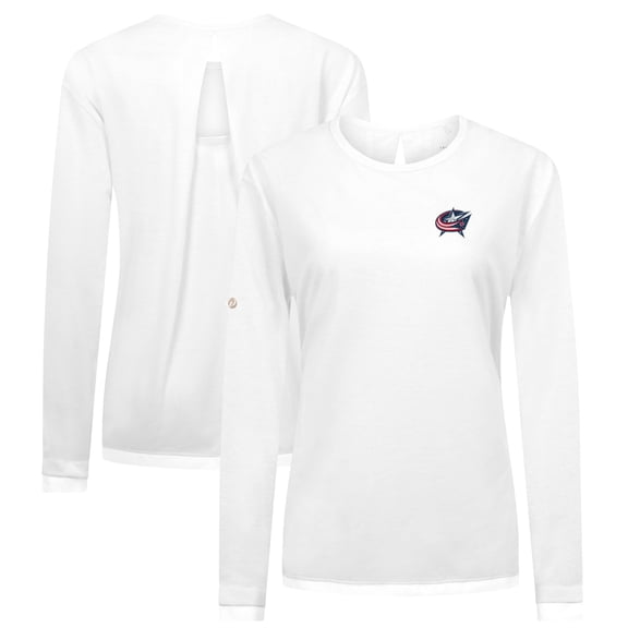 Women's Levelwear White Columbus Blue Jackets Sequoia Primary Logo Long Sleeve T-Shirt