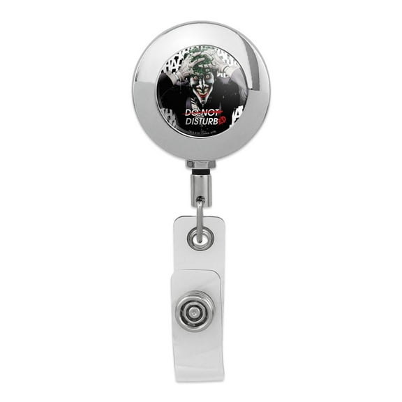 Batman Disturbed Joker Retractable Reel Premium Metal Chrome Badge ID Card Holder Clip