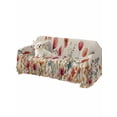 thumbnail image 2 of Pink Orange Teal Spring Floral Couch Cover for 2 Cushion Sofa, Watercolor Botanical Summer Flowers Washable Loveseat Sofa Covers Slipcover for Sectional Sofas L-Shaped, Couch Throw Cover 71"x118", 2 of 9
