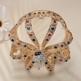 thumbnail image 4 of Baroque Royal Cross Castle Colorful Rhinestone Crown Party Headwear (gold), 4 of 7