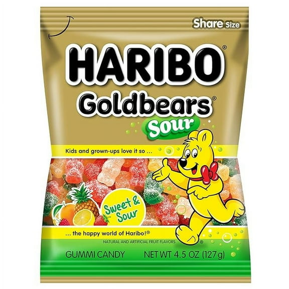 2-Pack Haribo Sour Gold Bears Gummies Bag, 4.5 oz