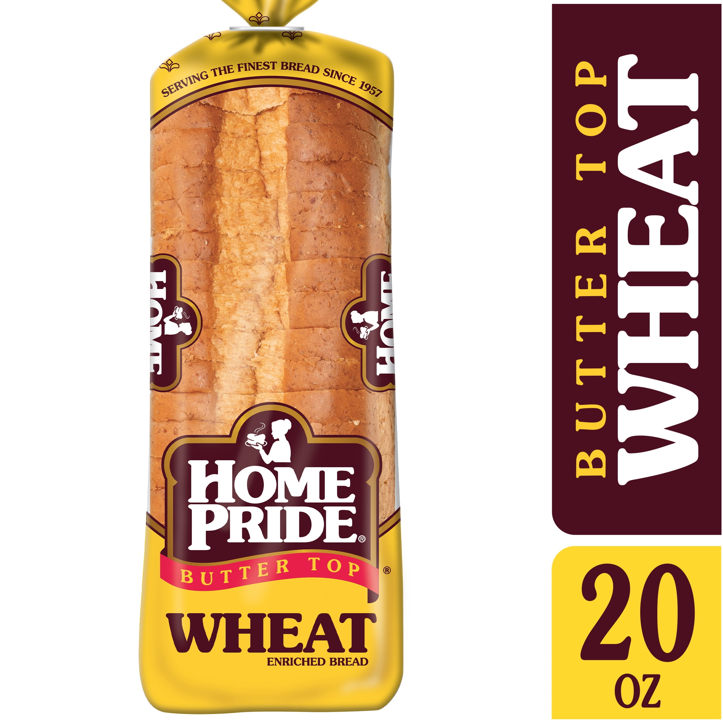 Home Pride Butter Top Enriched Wheat Bread, Sliced Sandwich Bread, 20 oz, Shelf-Stable