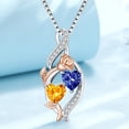 thumbnail image 3 of Taioiat Double Birthstone Necklaces for Women 18K Gold Plated Birthstone Rose Flower Jewelry Anniversary Valentines Day Mother's Day Birthday Gifts for Her Wife Girlfriend Mom, 3 of 7