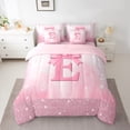 thumbnail image 2 of Castle Fairy 7-Piece Twin Bedding Set - Monogram E, Cute Bow (Ombre Glitter Print, Set 2), 2 of 8