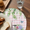 thumbnail image 3 of Spring Round 13 Inch Placemats Set of 2, Bicycles Leaves Butterfly Flowers Pink Buffalo Plaid HeatResistant Non Slip Place Mats for Dining Table, Wipeable Braided Kitchen Table Mats for Housewarming, 3 of 9