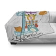 thumbnail image 3 of 1st Birthday Soft Flannel Fleece Throw Blanket, First Cake with Candle Owls Family with Box Party Theme Print, Cozy Plush for Indoor and Outdoor Use, 50" x 70", Sky Blue Orange, by Ambesonne, 3 of 6