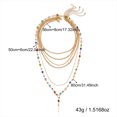thumbnail image 2 of NICKSUN Boho Summer Beach Layered Necklace, Multilayer Starfish Scallop Pearl Y-Drop Long Chain, Colorful Enamel Rhinestone Ocean Stackable Statement Jewelry, 2 of 5