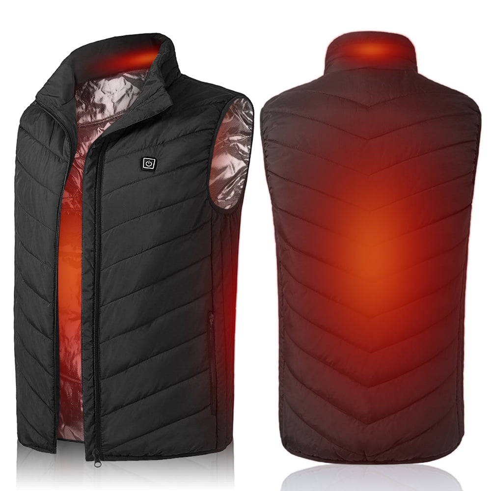 Men Electric Heated Vest Jacket USB Warm Up Heating Pad Body Warmer Winter Coat 