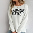 thumbnail image 2 of Sweaters for Women Pullover Oversized Knit Casual Cozy Dark Academia Fall Outfit Women's Champagne Please Graphic Sweater Casual Slogan Round Neck Long Sleeve Pullover Tops, 2 of 8