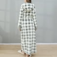 thumbnail image 5 of Defitshape Women's Plaid Fleece Robe Cozy Long Sleeve Fuzzy Soft Long Winter Warm Kimono Robe Bath SPA Maternity House Coat Sherpa Lined Dressing Gown Plush Hooded Bathrobe Grey Small-Medium, 5 of 5