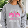 thumbnail image 2 of Breast Cancer Awareness Shirt, Check Your Pumpkins Sweatshirt, Pink Ribbon Halloween Hoodie and T-Shirt, October Support Gift for Women, 2 of 9
