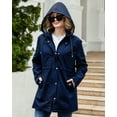 thumbnail image 4 of Fanient Women's Waterproof Rain Jacket Lightweight Windbreaker Jacket Long Hooded Rain Coats Trench Coat for Women, 4 of 8