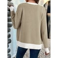 thumbnail image 4 of Women'S Casual Open Front Long Sleeve Chunky Knit Striped Cardigan Sweaters Outerwear Coats  L, 4 of 6