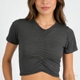 thumbnail image 4 of Women's Summer Causal Short Sleeve Blouse Round Neck Crop Tops Trendy Twist Front Tee T-Shirt Cute Petite Y2K Tees, 4 of 4
