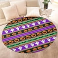 thumbnail image 4 of Halloween Striped Icons Pattern Round Blanket,Comfortable Soft Flannel Throw Blanket,All Season,Warm Lightweight Blankets for Sofa Bed Couch Living Room Chair 47"x47", 4 of 5