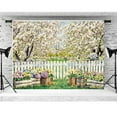 thumbnail image 5 of 7x5ft Spring Photography Backdrop Flowers Floral Natural Scenery Forest Tree Photo Backdrop Background for Children Birthday Wedding Baby Shower Party Studio Portrait Decor Photobooth Prop, 5 of 7