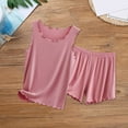 thumbnail image 2 of Baberdicy Womens Pajama Sets Women's Vest Shorts Home Wear Women's Set Wooden Ears Edge Loose Suit Pajama Sets for Women 2 Piece M, 2 of 4