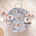 thumbnail image 4 of Ambesonne Floral Inspiration Fitted Round Tablecloth, Spring Festival, 40"- 44" Diameter, Cinnamon Soft Blue Blush, 4 of 5