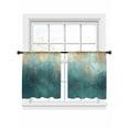 thumbnail image 6 of Abstract Turquoise Gold Sheer Curtains for Living Room Bedroom Modern Minimalist Art Sheer Curtains 45 Inch Long 2 Panels Set Light Filtering Curtain Window Treatments Drapes for Dining Room, 6 of 6