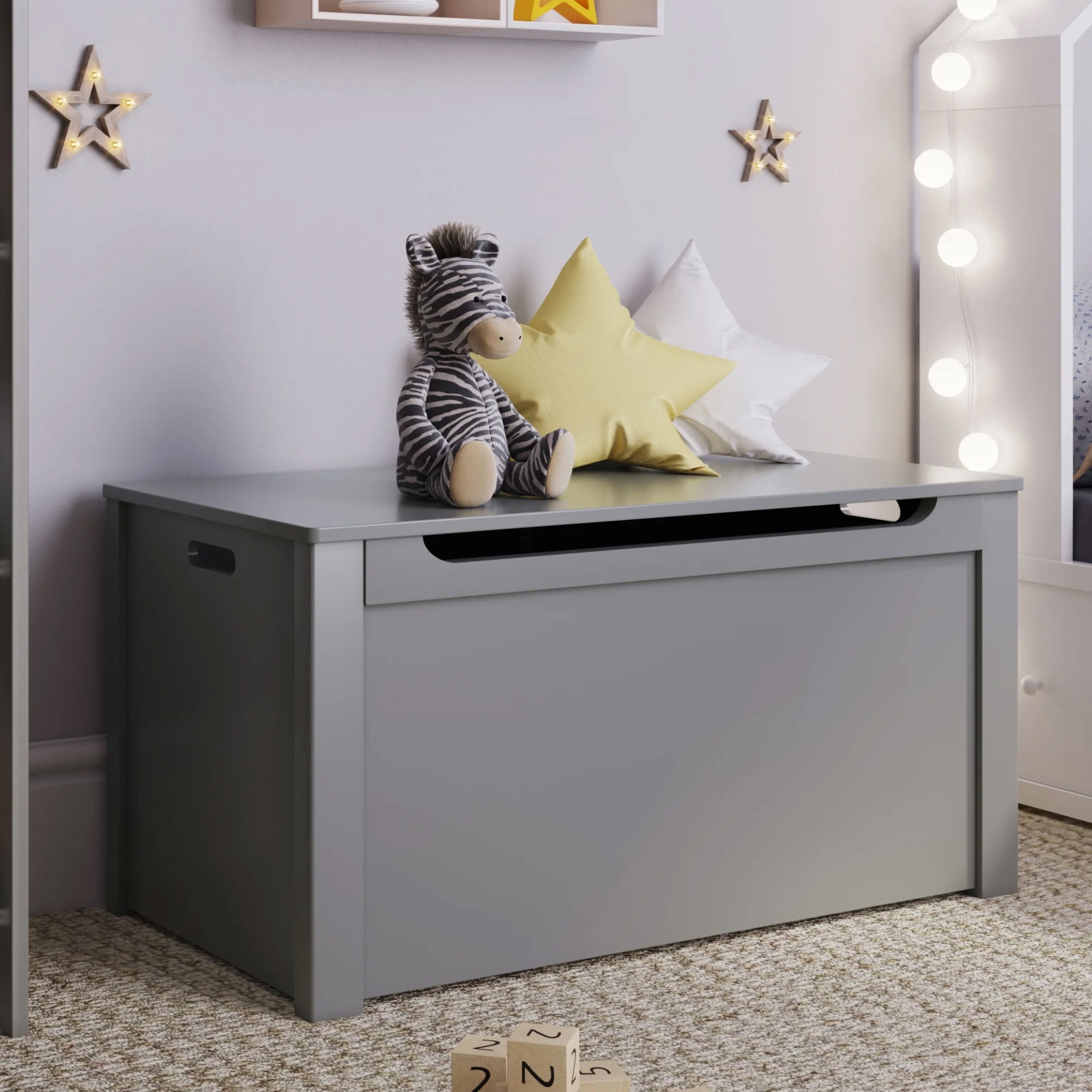 Sturdis Wooden Toy Box Spacious Storage for Home Organization, Gray