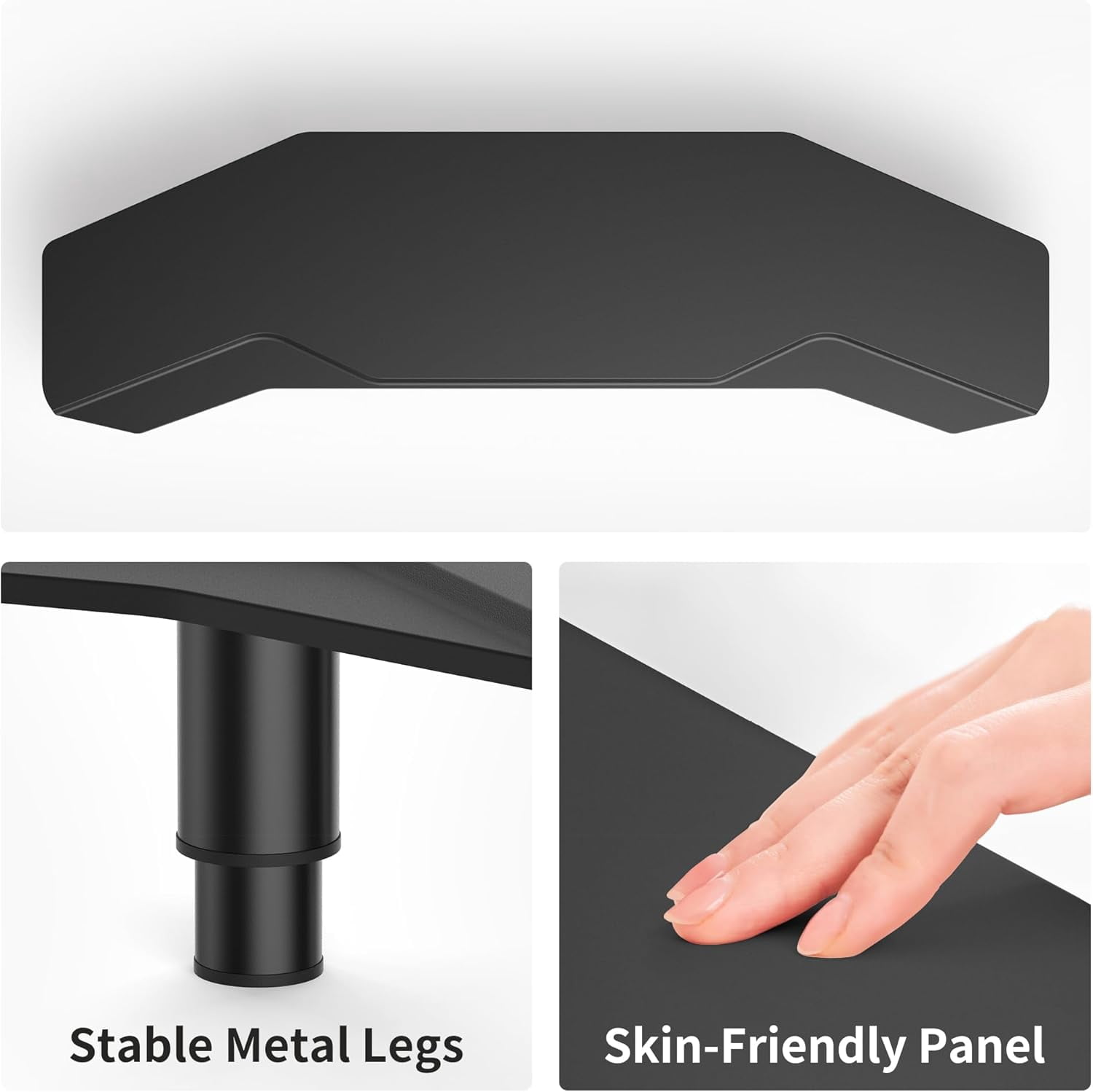 39.4 Inch Dual Monitor Stand Riser Black, Plane Wing-Shaped Sturdy Computer Desk Riser for 2 Monitors, Adjustable Height Wood Monitor Stand for Laptop, Extra Long Storage Drawer