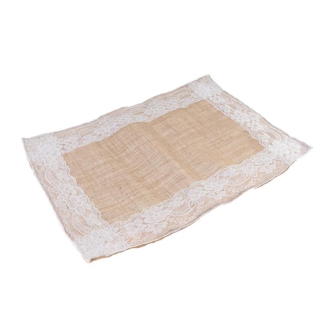 Manteles individuales de de para bodas / fiestas de natural, Wandteppich de arpillera de encaje de arpillera para decoración 36x50cm Macarena manteles de arpillera rústica