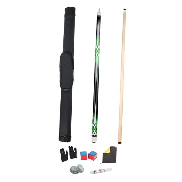 Taco de billar de 146 cm con agarre antideslizante, tizas de repuesto y bolsa de almacenamiento para taco de snooker para sala de juegos. Verde