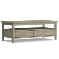 Warm Shaker Solid Wood 48 inch Wide Transitional Coffee Table in Distressed Grey