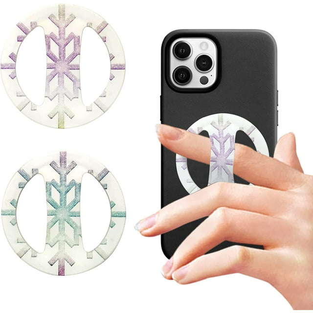 IBAOLEA Elastic Silicone Phone Grip Ultra-Thin Cell Phone Strap Holder for Hand Anti-Slip Phone Holder Compatible with Wireless Charger Magnetic Mount Loop Phone Grip 2 Pack White Snow White