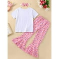 thumbnail image 3 of Toddler Baby Girls Birthday Outfits Sweet Three/Four/Fiove Sweet Romper Shirts Doughnut Flared Pants Headband Set, 3 of 7