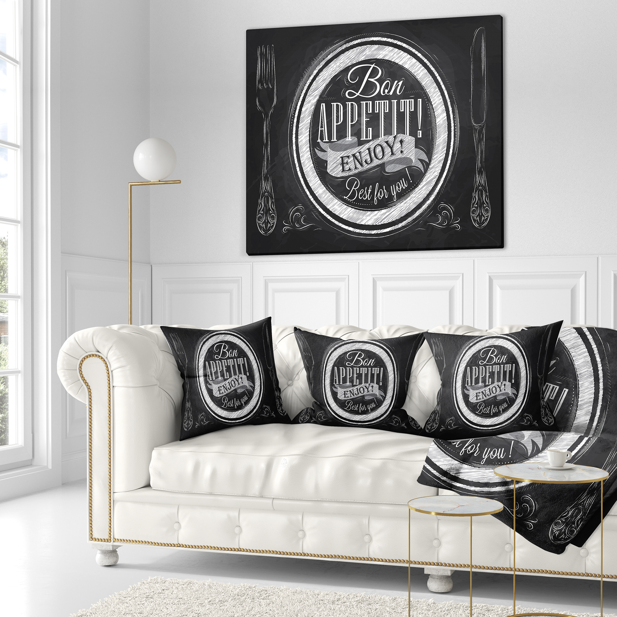 Designart Lettering on a Plate - Abstract Throw Pillow - 18x18