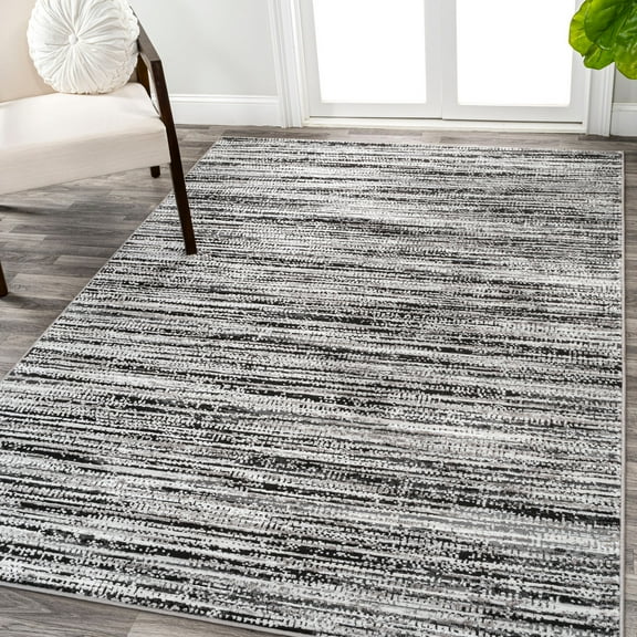 JONATHAN Y SILK ORCHID 5 x 8 Area Rug, Loom Strie - Black/Gray, SOR200C-5